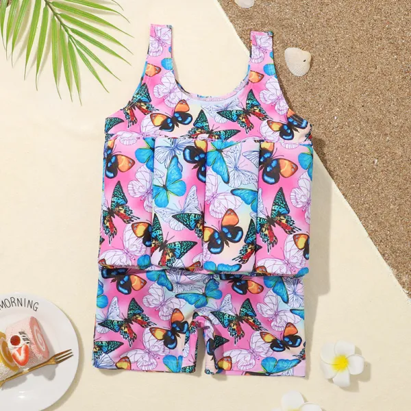 Toddler Kids Swimwear Butterfly Prints Float Adjustable Buoyancy Swimsuit