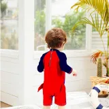 Toddler Kids Boy One Piece Swimwear Cartoon Shark Sun Protection Swimsuit