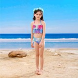 Toddler Girls 3 Pieces Swimwear Fish FinMermaid Lace Collar Bikini Swimsuit