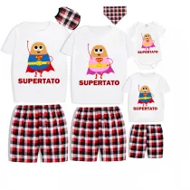 Family Matching Pajamas Exclusive Design Is Potato Super Potato Gray Short Pajamas Set