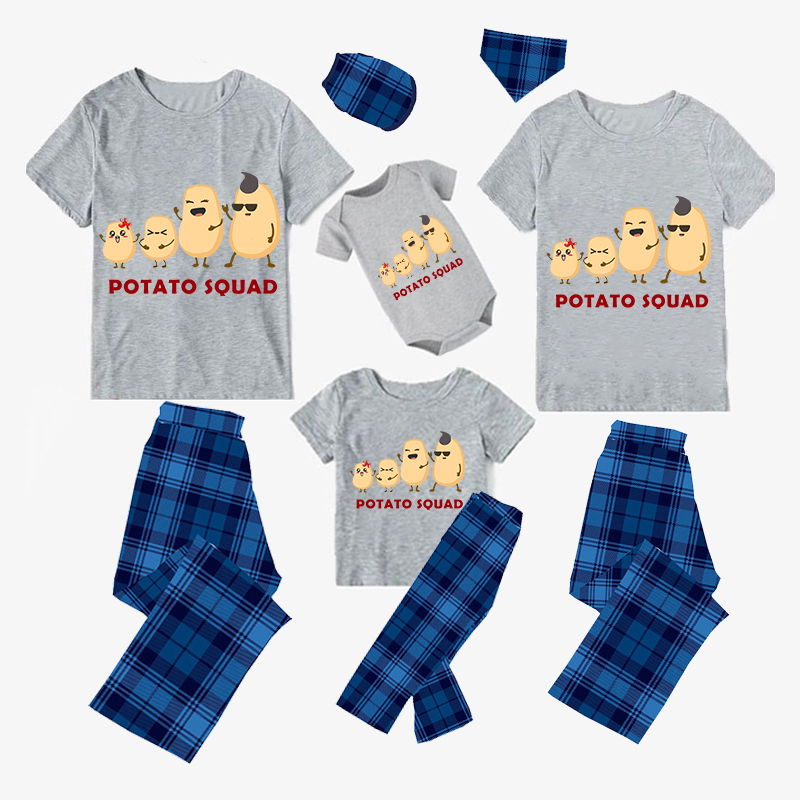 Family Matching Pajamas Exclusive Design Is Potato Family Gray Pajamas Set