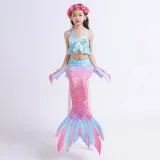 Toddler Girls 3 Pieces Bowknot Swimwear Mermaid Halter Bikini Swimsuit