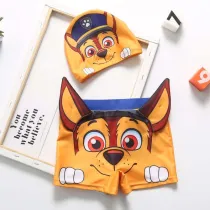 Toddler Kids Boy Swimwear Puppy Dog Swim Trunks with Swim Cap