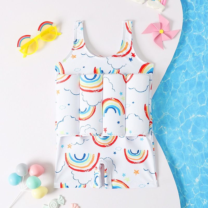 Toddler Kids Swimwear Arm Band Rainbow Float Adjustable Buoyancy Swimsuit