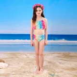 Toddler Girls 3 Pieces Swimwear Mermaid Halter Bikini Swimsuit
