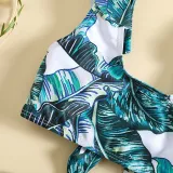 Toddler Girls Two Pieces Swimwear Bowknot Tank Coconut Leaves Prints Swimsuit