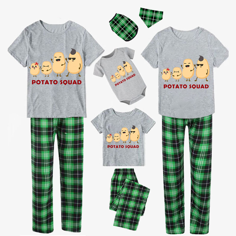 Family Matching Pajamas Exclusive Design Is Potato Family Gray Pajamas Set