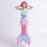 Toddler Girls 3 Pieces Bowknot Swimwear Mermaid Halter Bikini Swimsuit