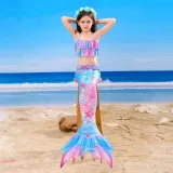Toddler Girls 3 Pieces Swimwear Mermaid Halter Bikini Swimsuit
