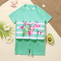 Toddler Kids Swimwear Flamingos Prints Float Adjustable Buoyancy Swimsuit