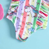 Toddler Girls One Piece Swimwear Rainbow Unicorn Floral Swimsuit