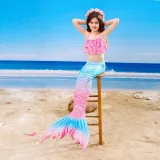 Toddler Girls 3 Pieces Swimwear Mermaid Halter Bikini Swimsuit