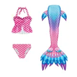 Toddler Girls 3 Pieces Swimwear Rainbow Mermaid Fish Tail Bikini Swimsuit