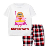 Family Matching Pajamas Exclusive Design Is Potato Super Potato Gray Short Pajamas Set