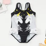 Toddler Girls One Piece Swimwear Stars Unicorn Prints Swimsuit