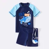 Toddler Kids Boy Two Pieces Swimwear Cartoon Fat Guy Shark Swimsuit