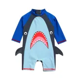Toddler Kids Boy One Piece Swimwear Cartoon Shark Sun Protection Swimsuit