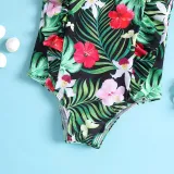 Toddler Girls One Pieces Swimwear Palm Leaves Watermelon Prints Swimsuit