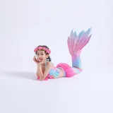 Toddler Girls 3 Pieces Swimwear Mermaid Lace Bowknot Bikini Swimsuit