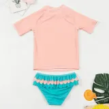 Toddler Girls Two Pieces Swimwear Short Sleeve Stripes Mermaid Swimsuit