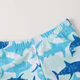 Toddler Kids Boy Two Pieces Swimwear Cartoon Shark Bait Swimsuit with Swim Cap