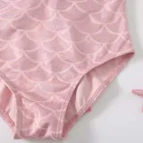 Toddler Girls Swimwear Flying Sleeve Backless Bowknot Swimsuit with Swim Cap