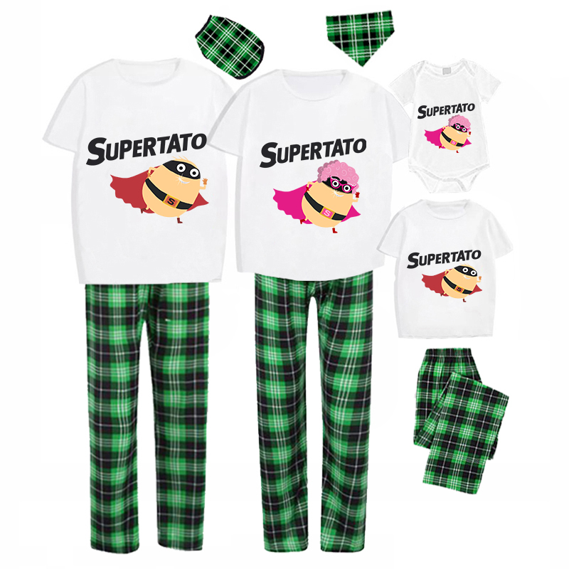 Family Matching Pajamas Exclusive Design Is Potato Supertato White Pajamas Set