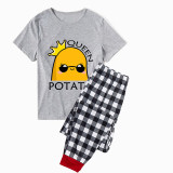 Family Matching Pajamas Exclusive Design Is Potato King And Queen Gray Pajamas Set