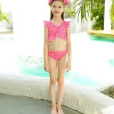 Toddler Girls 3 Pieces Swimwear Rainbow Mermaid Bowknot Bikini Swimsuit
