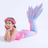 Toddler Girls 3 Pieces Swimwear Mermaid Lace Bowknot Bikini Swimsuit
