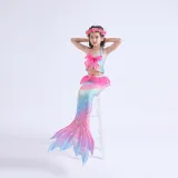 Toddler Girls 3 Pieces Swimwear Mermaid Lace Bowknot Bikini Swimsuit