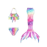 Toddler Girls 3 Pieces Swimwear Mermaid Halter Bikini Swimsuit