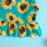 Toddler Girls Two Pieces Swimwear Sunflower Prints Swimsuit