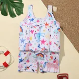 Toddler Kids Swimwear Rainbow Starfish Prints Float Adjustable Buoyancy Swimsuit