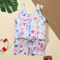 Toddler Kids Swimwear Rainbow Starfish Prints Float Adjustable Buoyancy Swimsuit