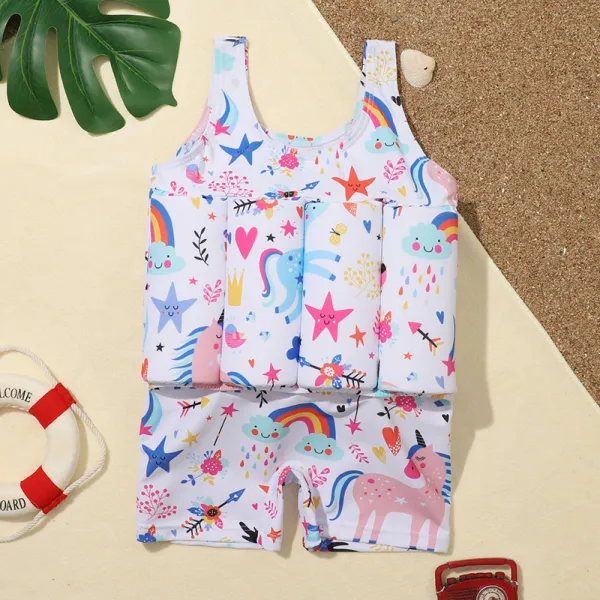 Toddler Kids Swimwear Rainbow Starfish Prints Float Adjustable Buoyancy Swimsuit