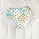 Toddler Girls Swimwear Sling Sequin Fish Scale Swimsuit with Bucket Hat