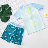Toddler Kids Boy Two Pieces Swimwear Coconut Tree Beach Swimsuit with Sun Hat