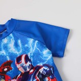 Toddler Kids Boy Two Pieces Swimwear Cartoon Super Heroes Swimsuit with Swim Cap