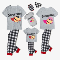 Family Matching Pajamas Exclusive Design Is Potato Supertato Gray Pajamas Set