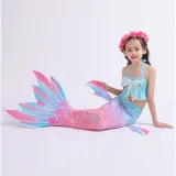 Toddler Girls 3 Pieces Bowknot Swimwear Mermaid Halter Bikini Swimsuit