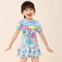 Toddler Girls Two Pieces Swimwear Rainbow Pony Skirt Swimsuit