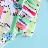 Toddler Girls One Piece Swimwear Rainbow Unicorn Floral Swimsuit