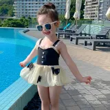 Toddler Girls One Piece Swimwear Lace Butterfly Mesh Skirt Swimsuit