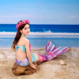 Toddler Girls 3 Pieces Swimwear Mermaid Halter Bikini Swimsuit