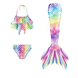 Toddler Girls 3 Pieces Swimwear Mermaid Halter Bikini Swimsuit