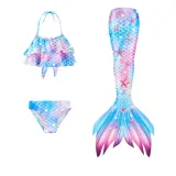 Toddler Girls 3 Pieces Swimwear Mermaid Halter Bikini Swimsuit