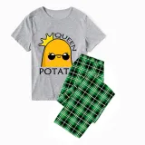 Family Matching Pajamas Exclusive Design Is Potato King And Queen Gray Pajamas Set