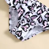 Toddler Girls Two Pieces Swimwear Heart Leopard Prints Swimsuit