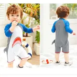 Toddler Kids Boy One Piece Swimwear Cartoon Shark Sun Protection Swimsuit